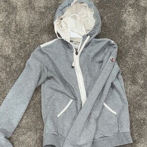 Moncler Gray Zip-Up Hoodie with Logo